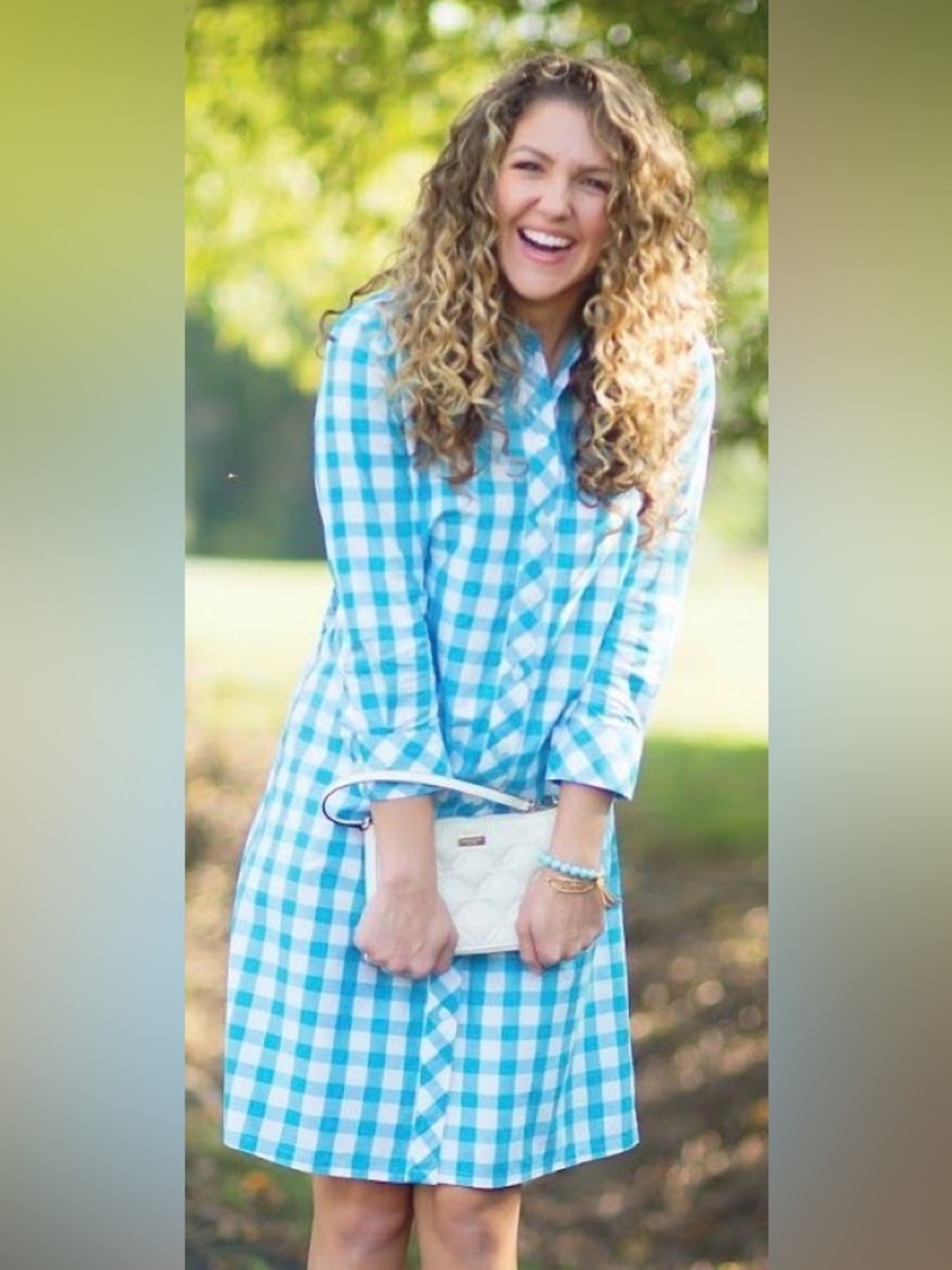 Lilly Pulitzer vintage Turquoise Blue White Gingham Belted Shirt Dress Size 8
